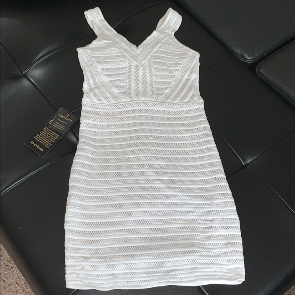 Bebe white midi bodycon dress